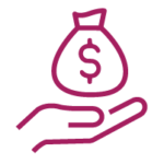 Icon showing open hand and a bag of money